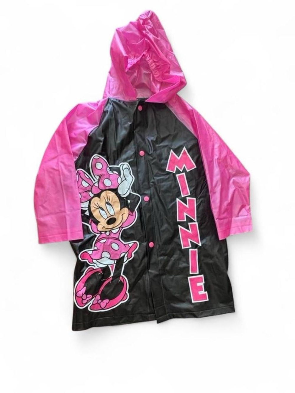 Disney Minnie Mouse Black & Pink Hooded Raincoat
